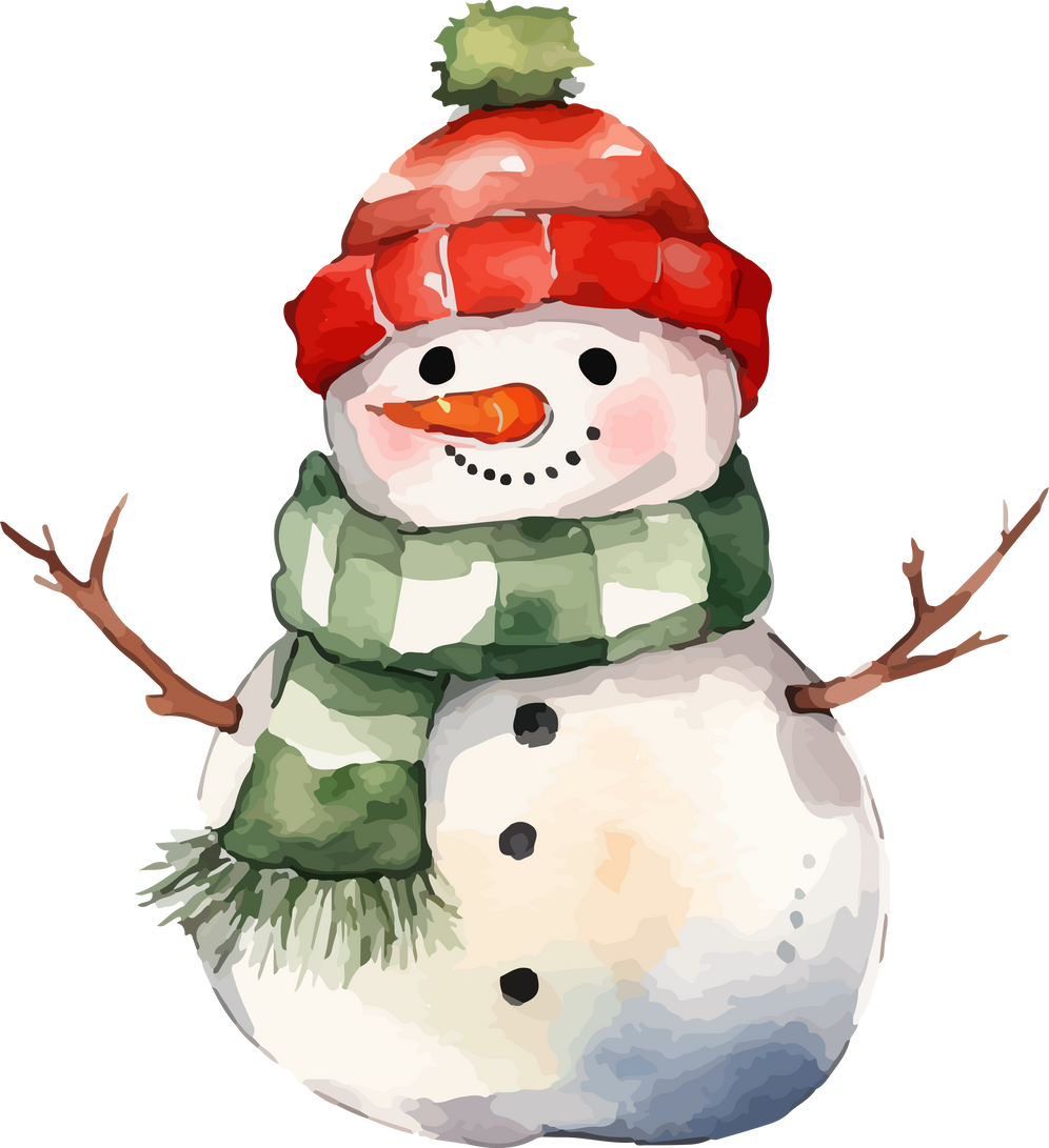 Snowman in watercolor drawing style